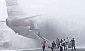 US passenger plane evacuated in Denver due to brake fire